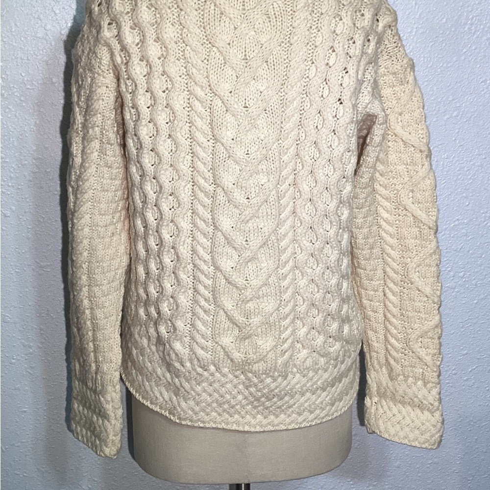 Carraigdonn 100% merino wool Cable Knit Cream Sweater size large - Picture 5 of 13